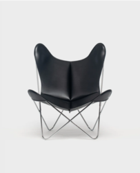 Fauteuil AA Butterfly Cuir Noir Structure Laque ou Chrome Design Contemporain Caen