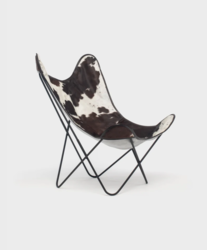 Fauteuil AAnd Butterfly Peau Marron Blanc Design Contemporain Caen