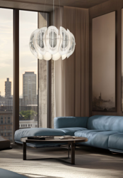 Fiordlys Silver Suspension Slamp Design contemporain Caen