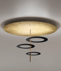 Plafonnier Hula Hoop Dor et Noir FO+NE P3 ICONE LUCE Design contemporain Caen