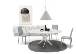 TABLE RONDE AVEC ALLONGE BARONE Bontempi Casa Design Contemporain Caen