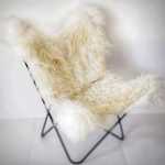 Fauteuil AA Butterfly cuir mouton islandais poil long Design Contemporain Caen